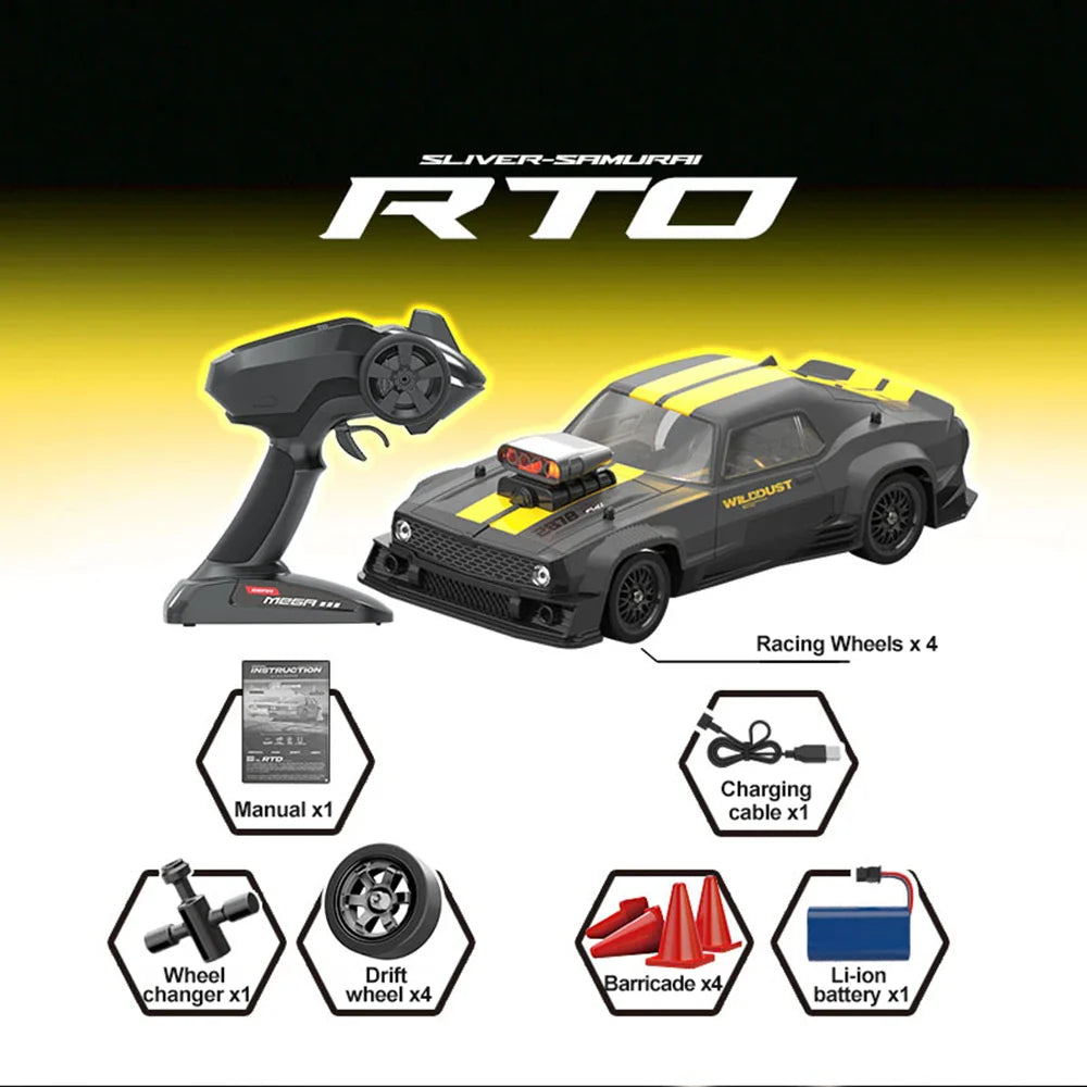 KAMTOM DC163A 1/16 4WD Drift RC Car, 50km/h, ESP Gyro, LED Lights