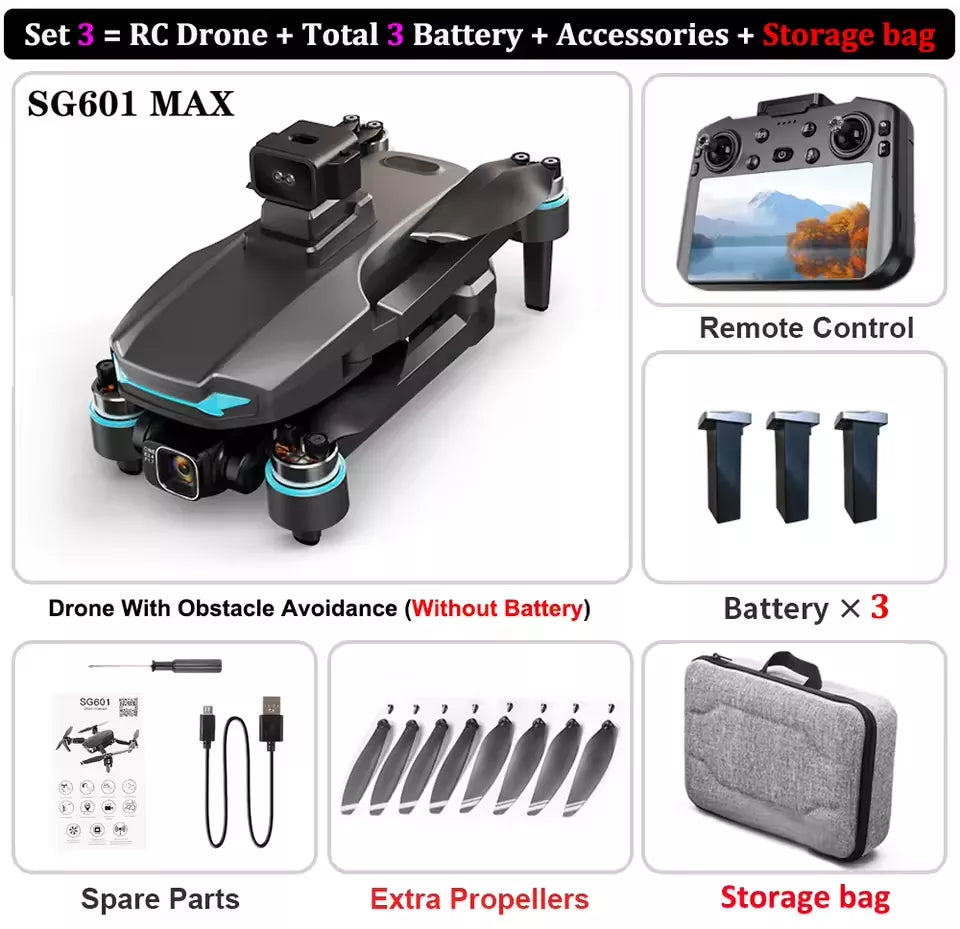 ZLL Beast SG601 MAX 4K Drone GPS 5G WiFi 3-Axis Gimbal 360° Obstacle Avoidance Quadcopter with 5 inch screen remote control