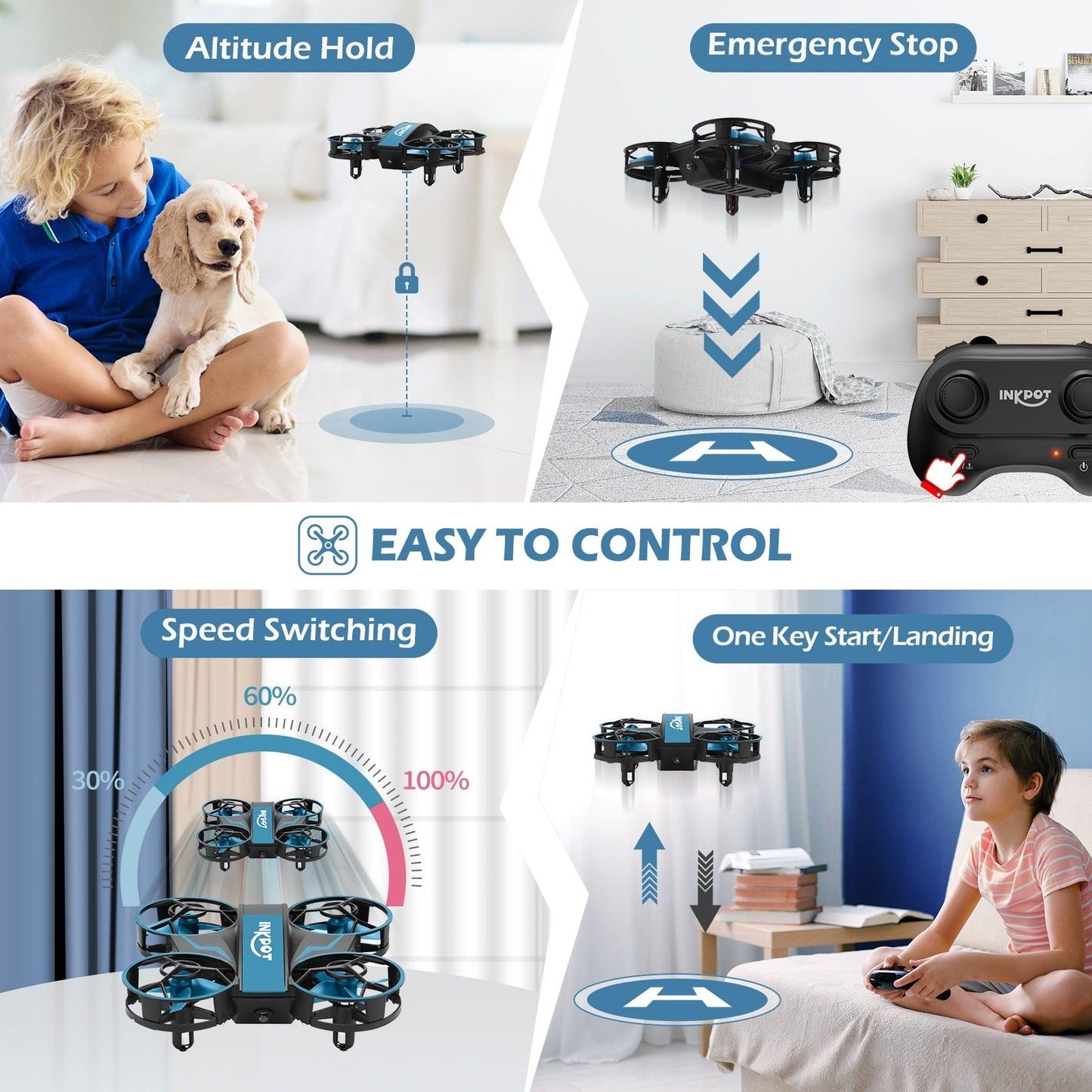 JJRC I06 RC Drone - Mini Drone for Kids Toy with 3 Level Mode for Beginners, Indoor Quadcopter Toys for Boys Girls Chirstmas Gift