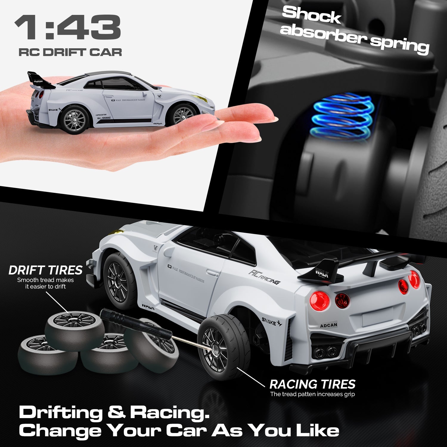 Hstar D43-02Q GTR drift and racing tires quick swap demonstration