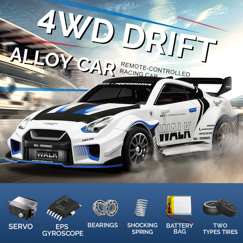Hstar D43-02Q GTR mini 4WD alloy drift RC car showing 4WD and full proportional control