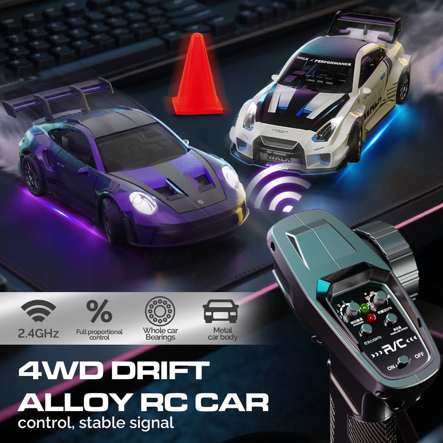 4WD drift control demonstration of Hstar D43-01Q 911 Mini Alloy RC Car with remote