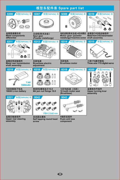 JJRC C8821 Standard Parts