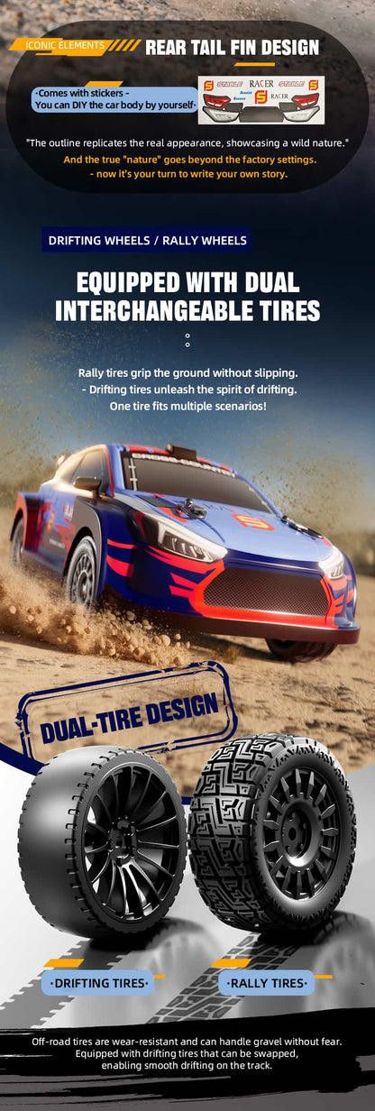 JJRC C8828 / 1/14 Scale 4WD Rally RC Car With Drift Wheels