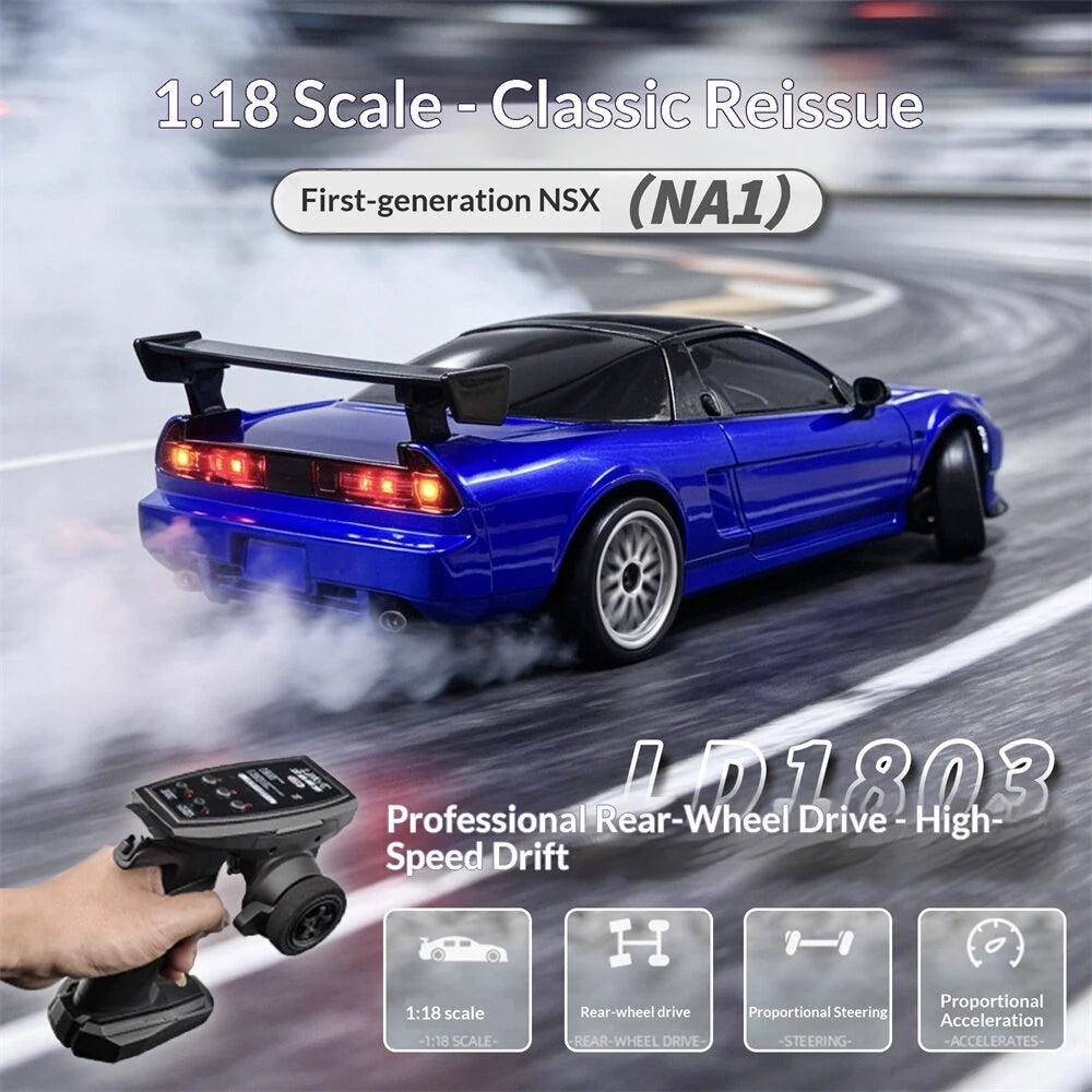 (IN Stock) New LDRC 1803 RTR 1/18 2.4G RWD NSX Drift RC Car with ESP Gyro Flip LED Light Modular Battery