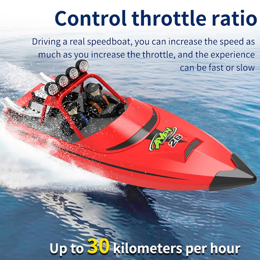 JJRC TY725 RC Boat, RC boat with 30 km/h speed, throttle control, and capsize reset.
