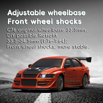 Turbo Racing C76 1:76 Classic Red 2.4G 4CH 2WD LED Lights Mini RC Sport Drifting Car