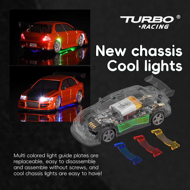 Turbo Racing C76 1:76 Classic Red 2.4G 4CH 2WD LED Lights Mini RC Sport Drifting Car