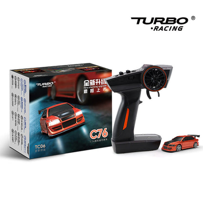 Turbo Racing C76 1:76 Classic Red 2.4G 4CH 2WD LED Lights Mini RC Sport Drifting Car