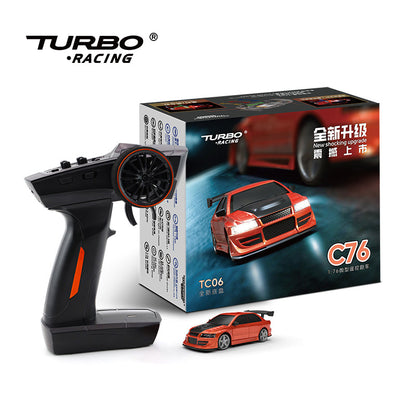 Turbo Racing C76 1:76 Classic Red 2.4G 4CH 2WD LED Lights Mini RC Sport Drifting Car