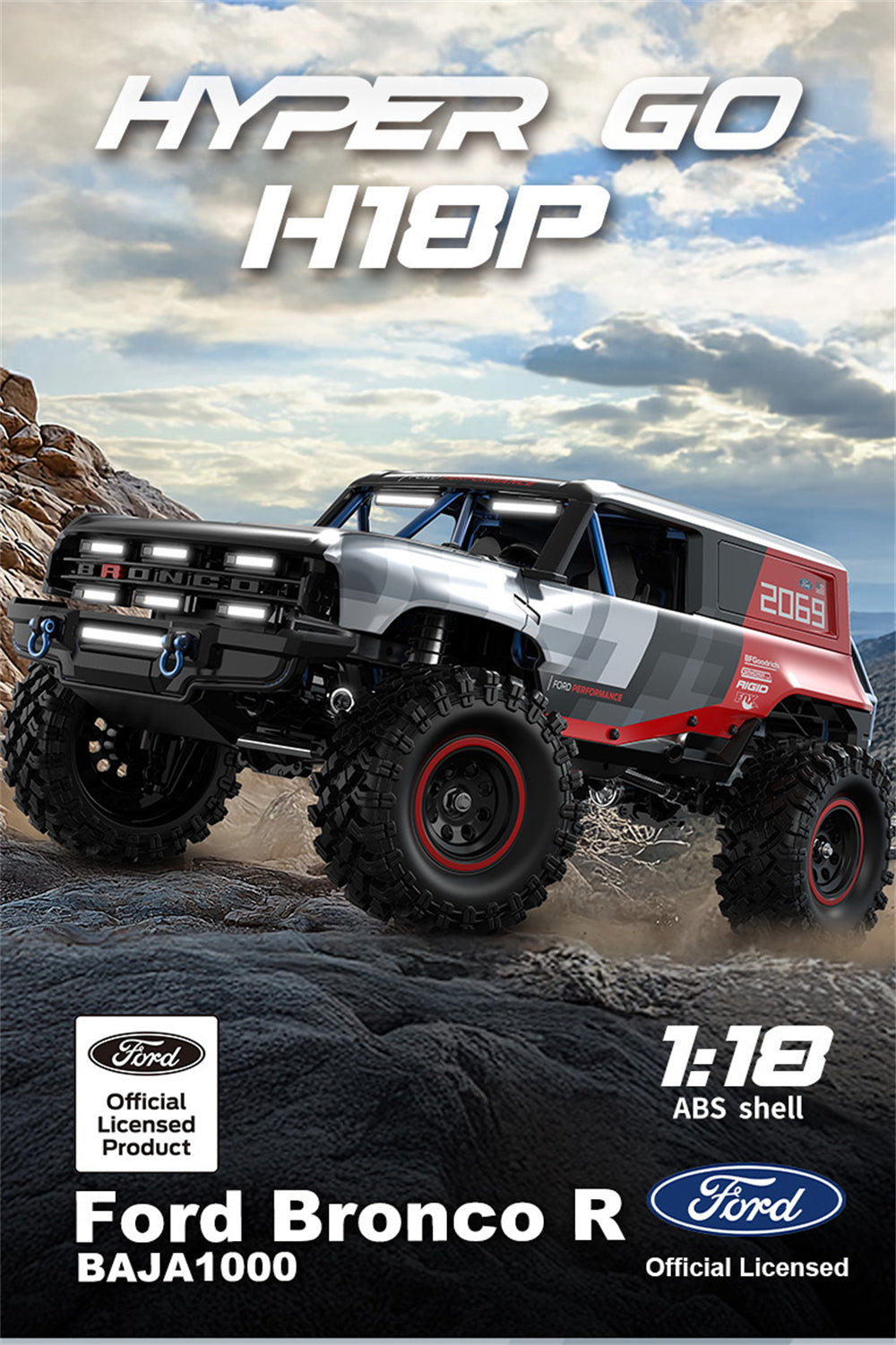(Pre-Order) MJX H18P 1/18 2.4G 4WD RTR Brushless RC Car Bronco Baja 1000 Crawler Vehicle